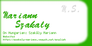 mariann szakaly business card